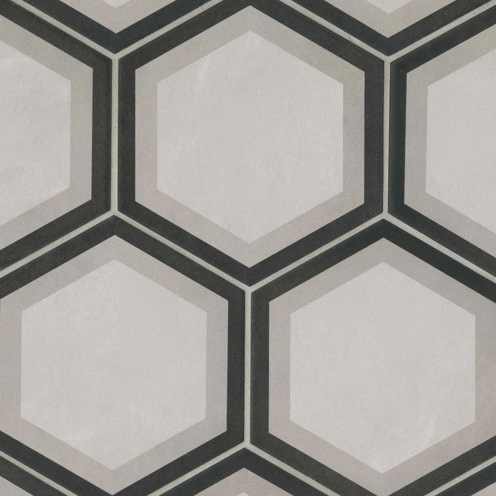 An overhead shot of the Allora Telaio 8.5x10 tile showcases its intricate matte design, blending contemporary elegance with timeless detail.