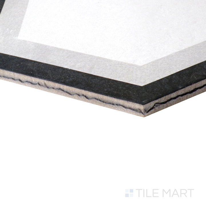 A finely detailed close-up of Allora Telaio 8.5X10 Matte Glazed Porcelain tile reveals its contemporary design with a muted matte glaze, creating a modern, elegant statement.