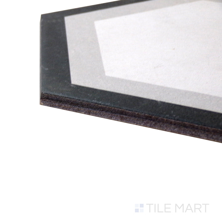 Corner-focused image of Allora Telaio 8.5x10 matte glazed porcelain tile, capturing its subtle design details, structured edges, and refined matte surface.