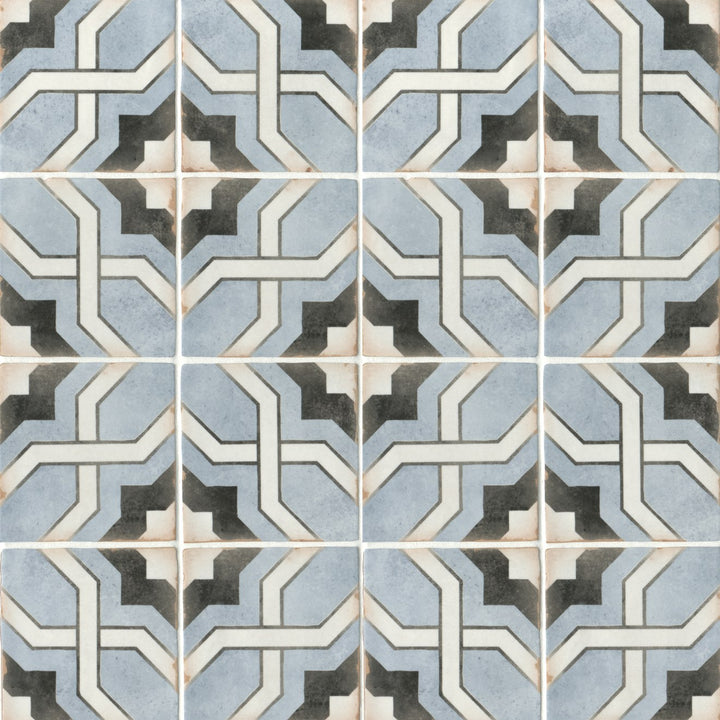 An overhead look at the Casablanca Attia 5x5 matte glazed ceramic tile highlights its subtle elegance, featuring a muted finish and delicate craftsmanship that enhances any space.