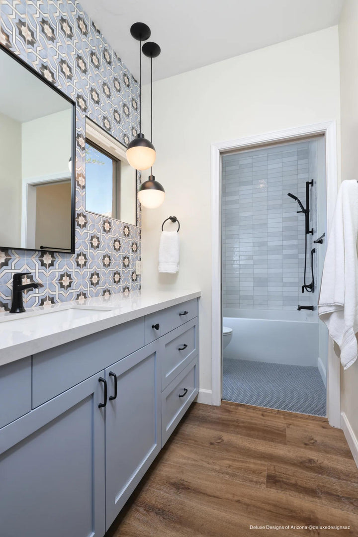 A cozy and inviting space featuring Casablanca Attia 5X5 Matte Glazed Ceramic, blending Moroccan-inspired warmth with modern appeal.