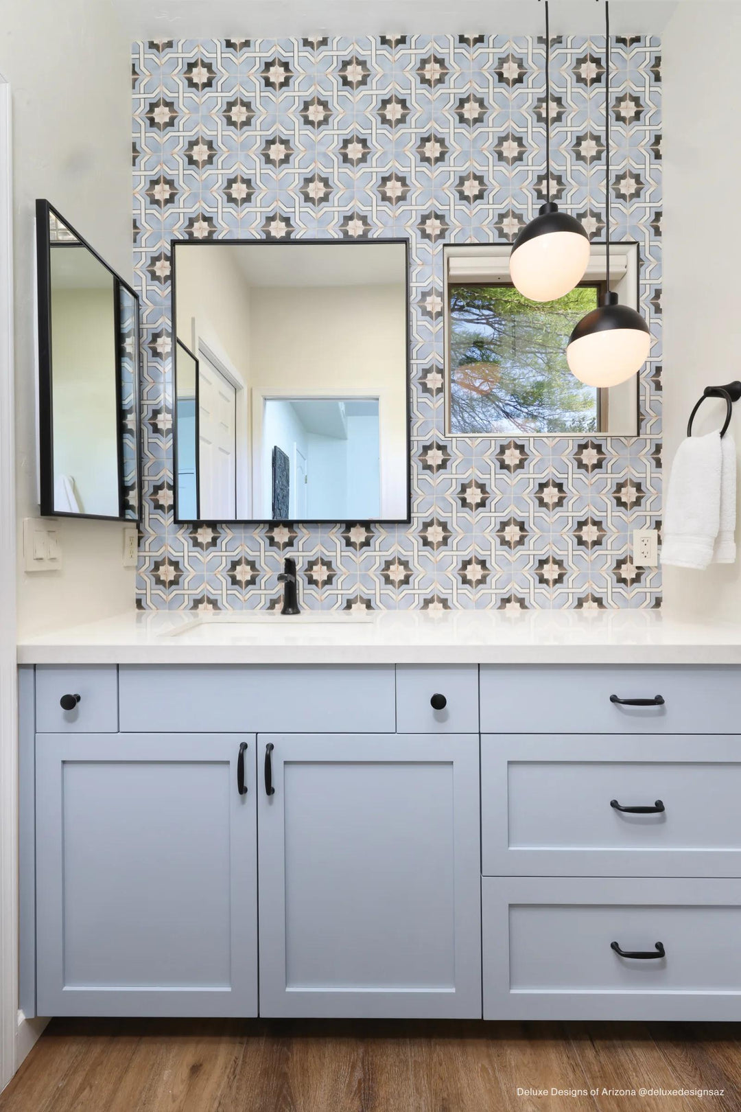 A stylish matte glazed ceramic tile, Casablanca Attia 5x5 features intricate patterns and a timeless handcrafted appeal.