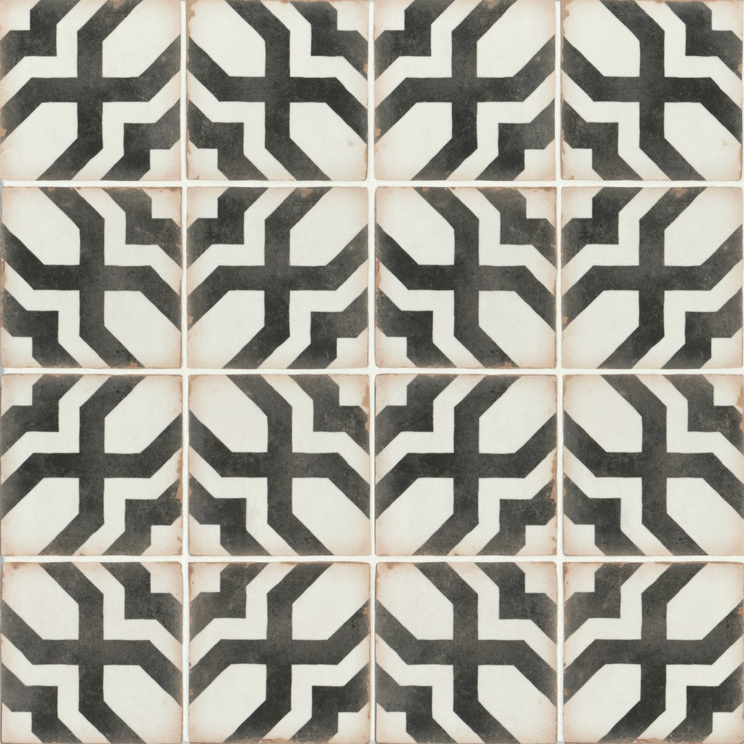 Captured from above, the Casablanca Farissi 5x5 matte glazed ceramic tile reveals a sophisticated matte surface with a distinct pattern, adding character to walls and floors.