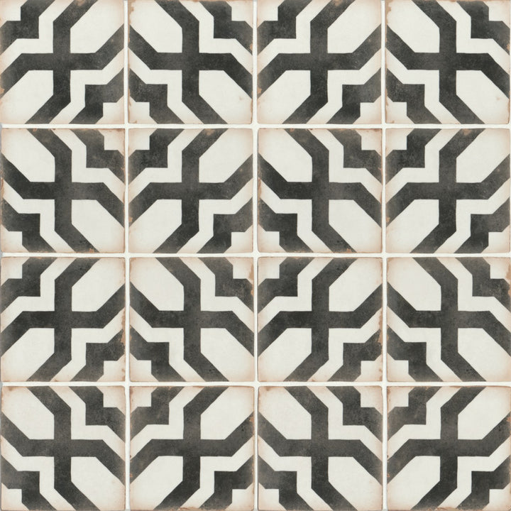 Captured from above, the Casablanca Farissi 5x5 matte glazed ceramic tile reveals a sophisticated matte surface with a distinct pattern, adding character to walls and floors.