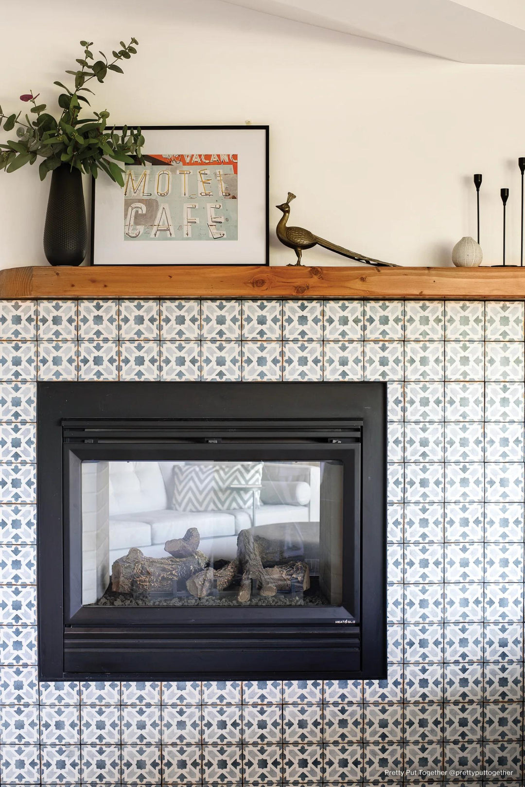 A statement-worthy interior featuring Casablanca Gaza 5X5 Matte Glazed Ceramic, infusing character and cultural charm into the space.