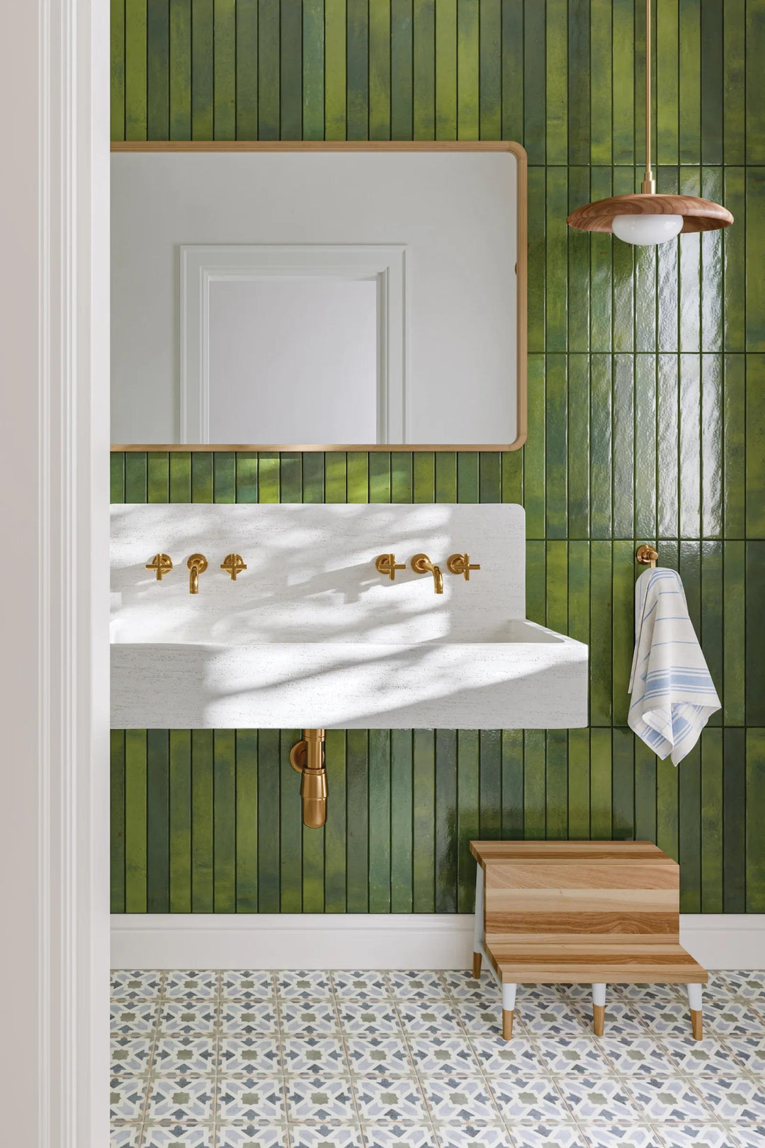 A stylish and textured wall design created with Casablanca Kenzi 5X5 Matte Glazed Ceramic, perfect for adding depth and personality to interiors.