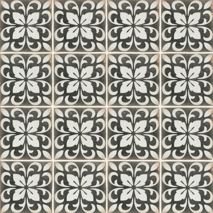 From a top-down perspective, the Casablanca Rialto 5x5 matte glazed ceramic tile showcases a blend of modern and traditional influences, finished with a soft matte glaze.