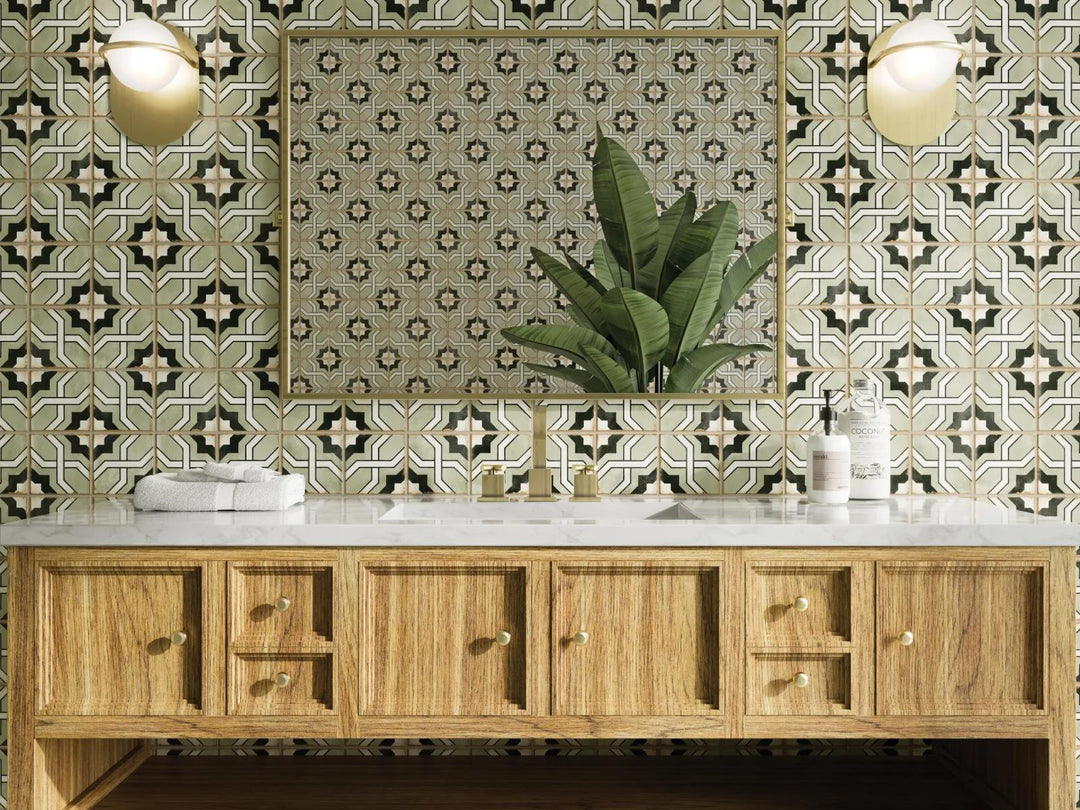 A refined and classic aesthetic with a balanced tone, highlighted by Casablanca Torres 5X5 Matte Glazed Ceramic.