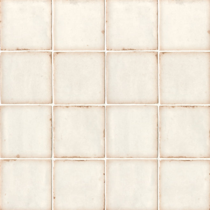 An aerial shot of the Casablanca White 5x5 matte glazed ceramic tile highlights its pristine white hue and smooth matte surface, perfect for creating a bright, airy aesthetic.