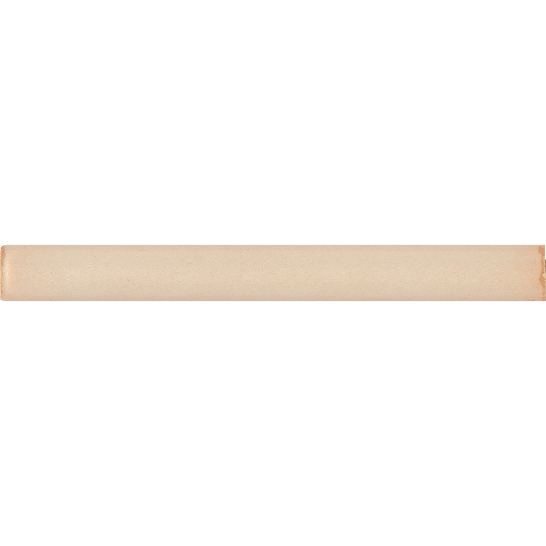 A top-down image of the Casablanca White 0.5x5 matte glazed ceramic jolly tile showcases its clean, sleek edges and soft matte finish, ideal for trim and finishing touches.