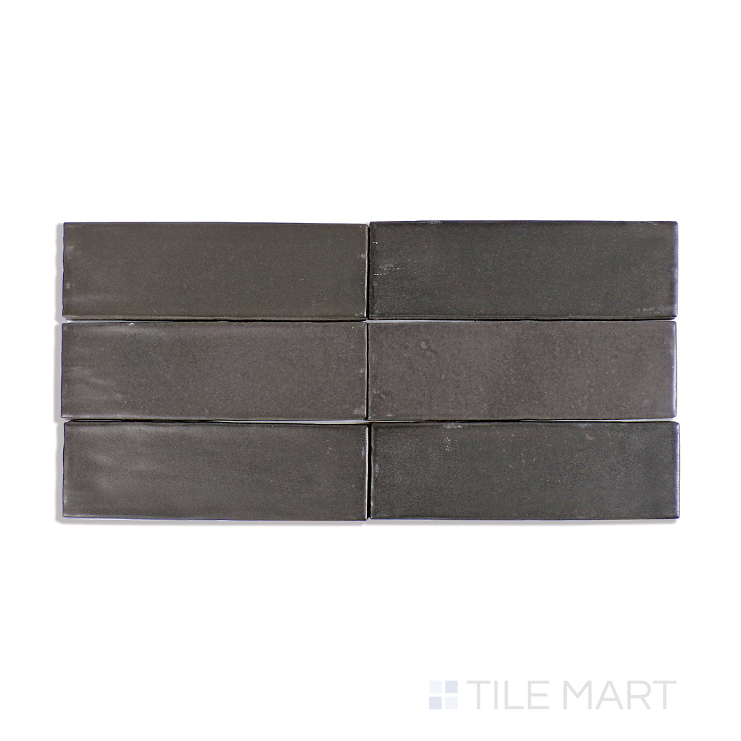 Celine Glazed Porcelain Field Tile 2X6 Black Matte