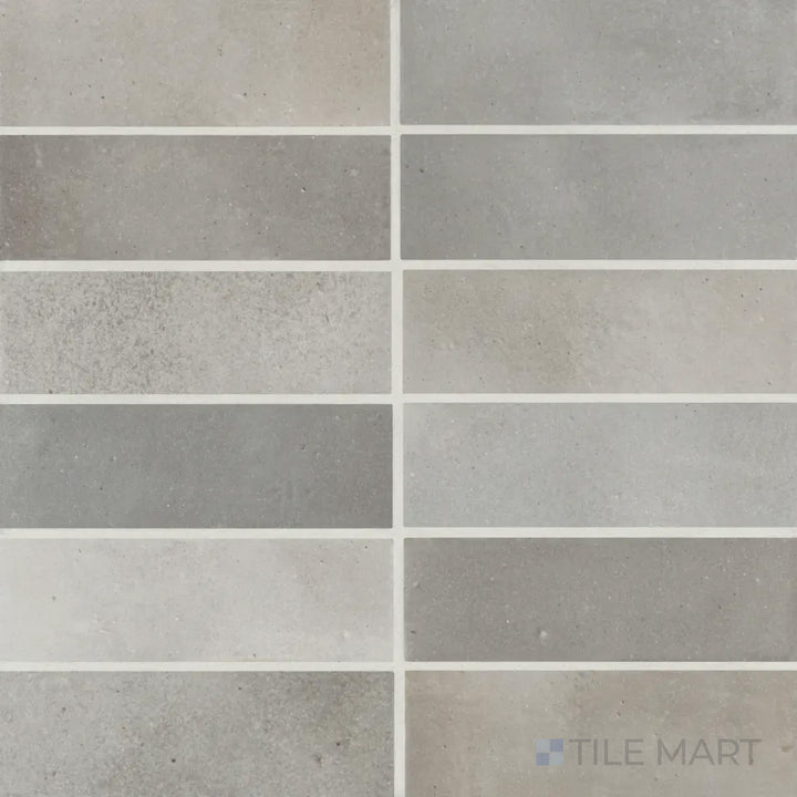 Aerial view of the Celine Greige 2x6 matte glazed porcelain tile captures its neutral greige tone and soft matte glaze, perfect for modern, minimalist aesthetics.