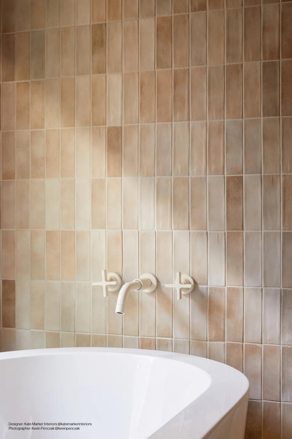 A warm taupe matte glazed porcelain tile, Celine Taupe 2x6 adds subtle texture and timeless elegance to any space.
