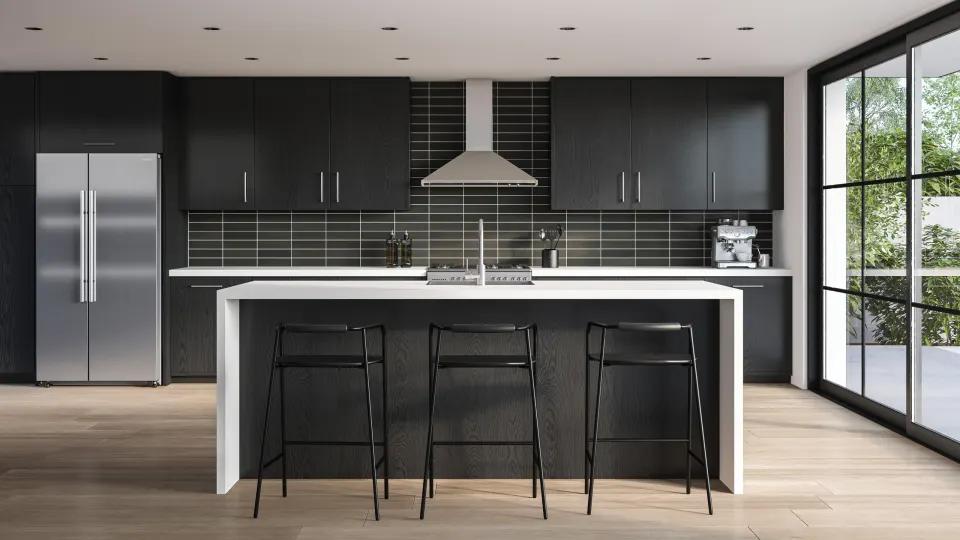 A sophisticated black surface with a matte glaze, perfect for a refined look with Celine Black 2.5X12 Matte Glazed Porcelain.