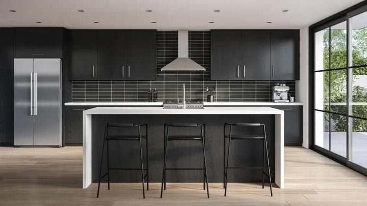 A sophisticated black surface with a matte glaze, perfect for a refined look with Celine Black 2.5X12 Matte Glazed Porcelain.