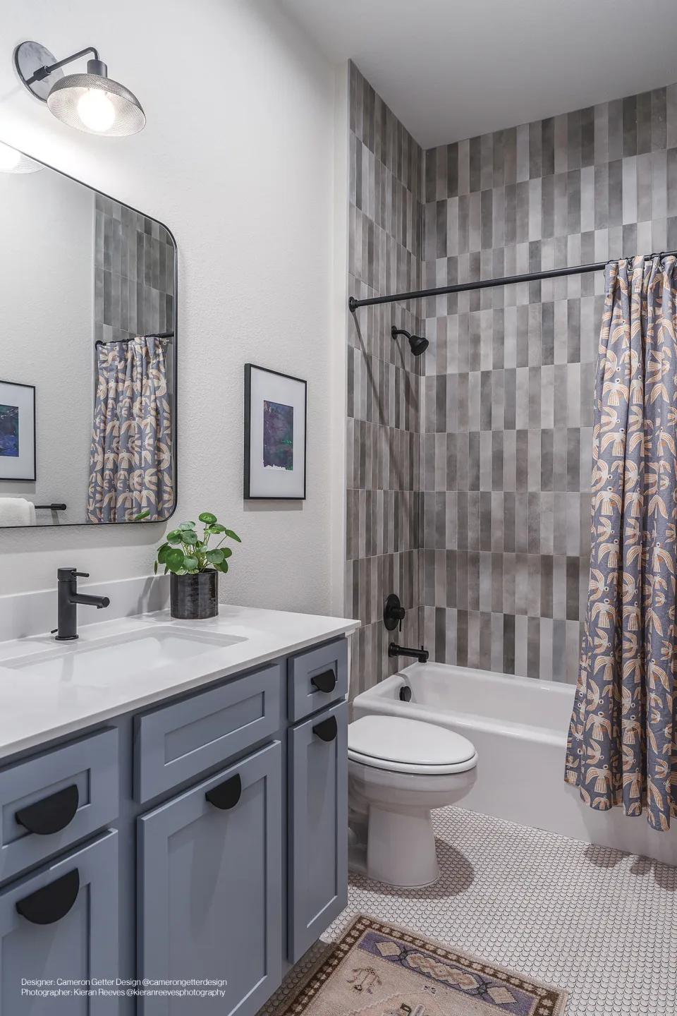 A contemporary setting elevated by Celine Greige 2.5X12 Matte Glazed Porcelain, seamlessly blending neutral tones with elegance.