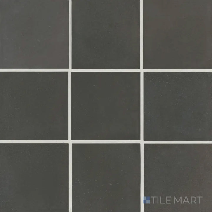 Aerial view of the Celine Black 4x4 matte glazed porcelain tile highlights its deep black tone and velvety matte texture, perfect for bold yet sophisticated interiors.