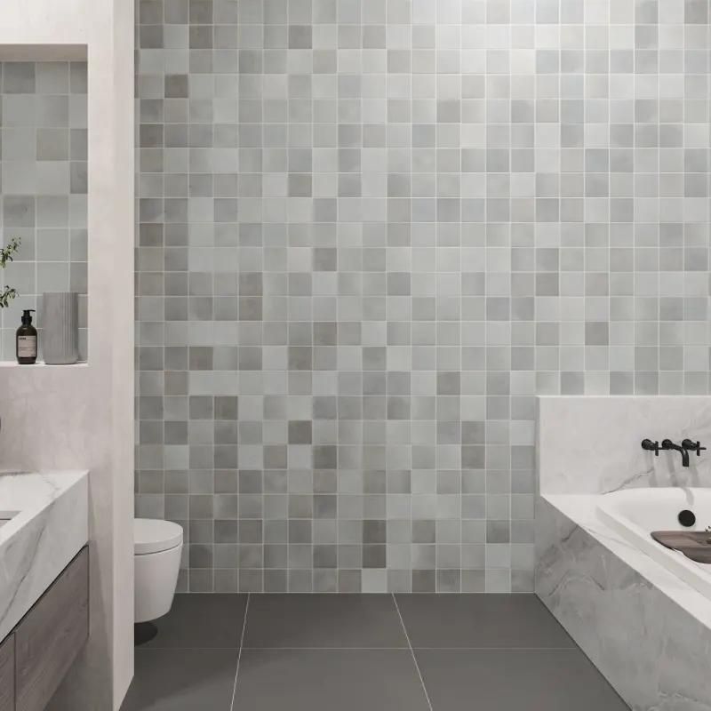 A deep black tile with a matte finish for a modern touch, complemented by Celine Black 4X4 Matte Glazed Porcelain.