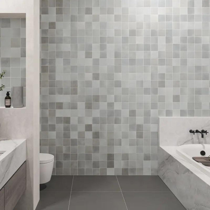 A deep black tile with a matte finish for a modern touch, complemented by Celine Black 4X4 Matte Glazed Porcelain.