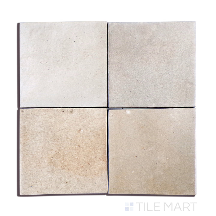 A finely detailed macro view of Celine Taupe 4X4 Matte Glazed Porcelain tile captures its warm taupe hue and matte finish, perfect for neutral and earthy design palettes.