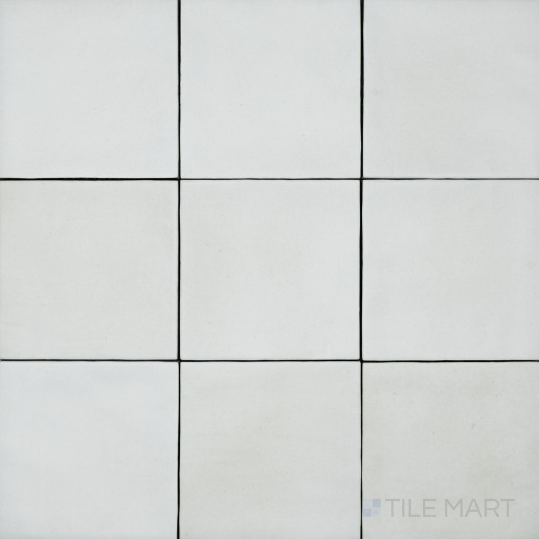 A top-down view of the Celine White 4x4 matte glazed porcelain tile captures its classic white shade with a soft matte texture, perfect for a clean and modern aesthetic.