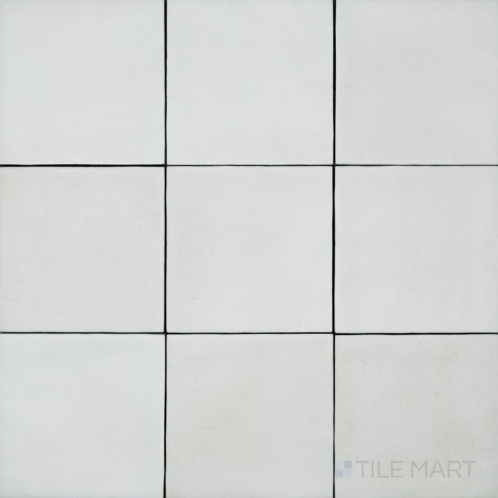 A top-down view of the Celine White 4x4 matte glazed porcelain tile captures its classic white shade with a soft matte texture, perfect for a clean and modern aesthetic.