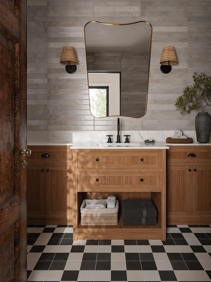 A beautifully bright and airy room showcasing Celine White 4X4 Matte Glazed Porcelain, delivering a clean and timeless look that enhances the surrounding decor.