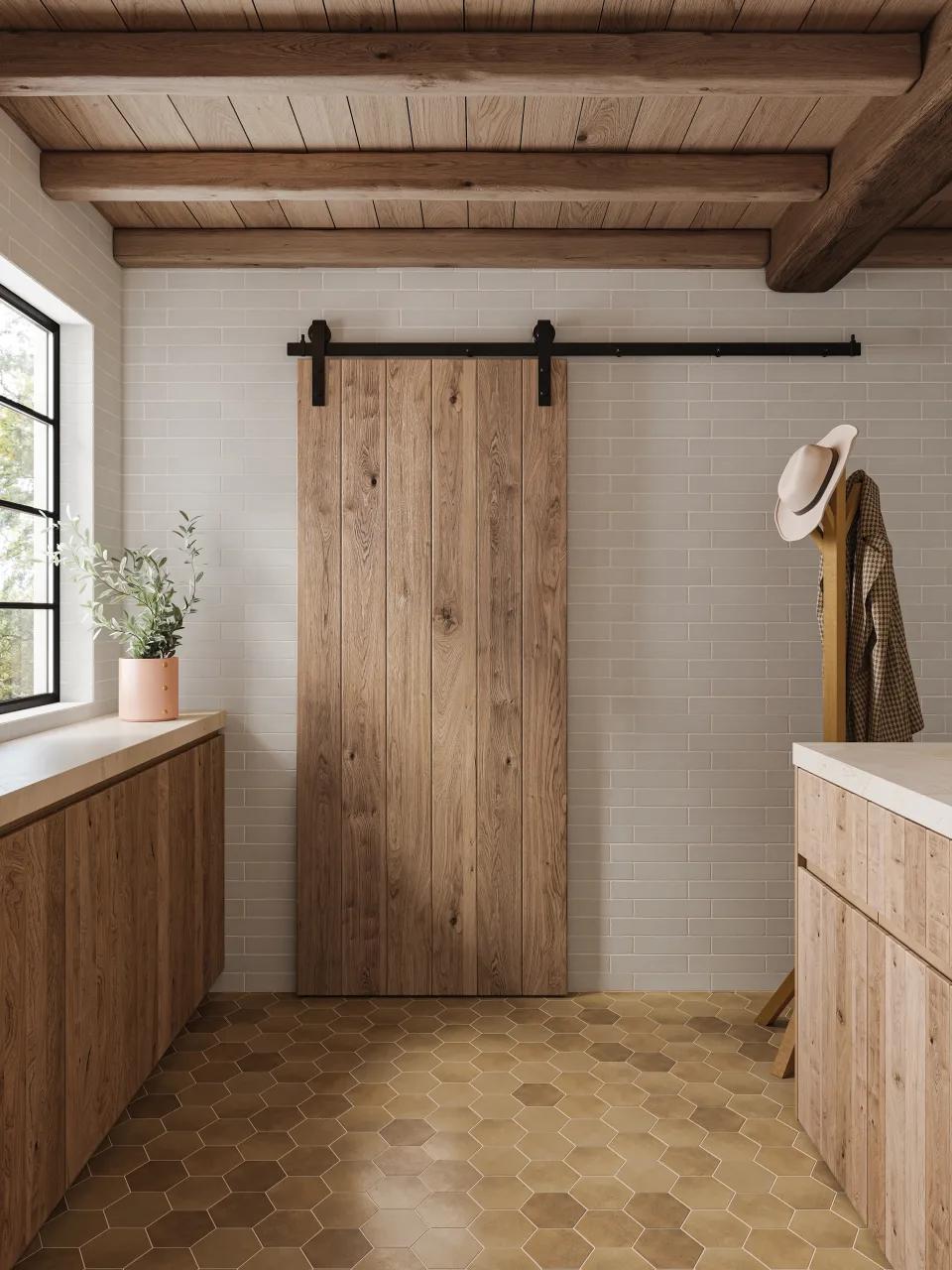 A warm and inviting hexagonal surface with a natural cotto shade, enhanced by Celine Cotto 4" Hex Matte Glazed Porcelain.