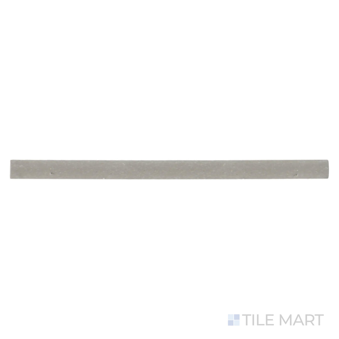 A top-down view of the Celine Greige 0.5X8 matte glazed porcelain Jolly trim tile reveals its balanced mix of gray and beige hues, adding a refined touch to edges and transitions.