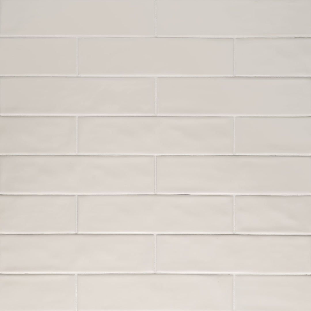 An overhead perspective of the Clara Grey 2.75X11 matte porcelain tile highlights its uniform gray hue and soft, low-sheen finish, making it an ideal choice for contemporary designs.