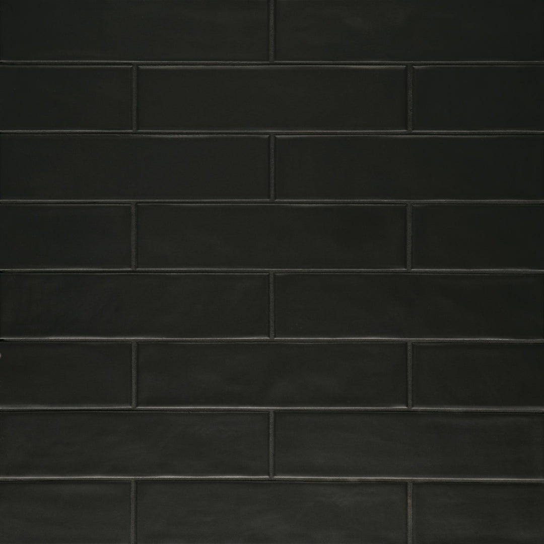 Clara Glazed Porcelain Field Tile 2-3/4X11 Noir Matte