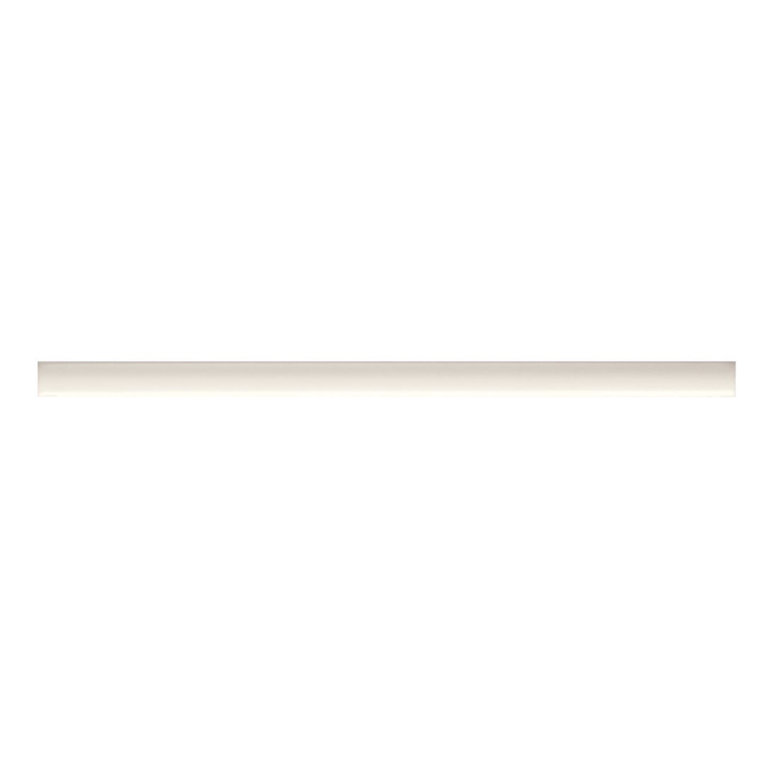 An overhead look at the Clara Ivory 0.5X12 matte porcelain Jolly trim displays its warm, neutral undertone and soft surface, offering a subtle yet elegant transition detail.