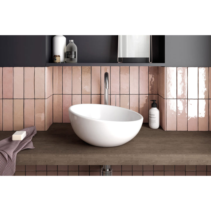 Cloe Glazed Ceramic Field Tile 2-1/2X8 Pink Gloss