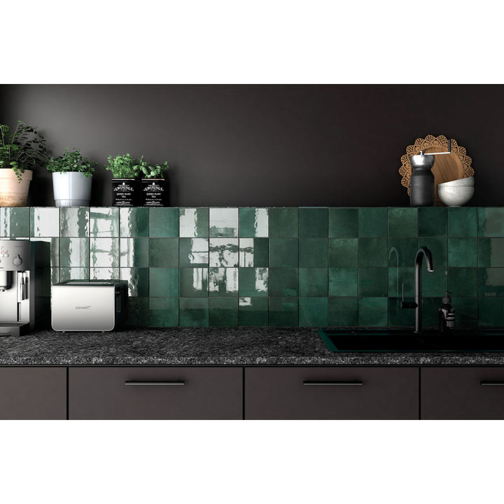 Cloe Glazed Ceramic Field Tile 5X5 Green Gloss