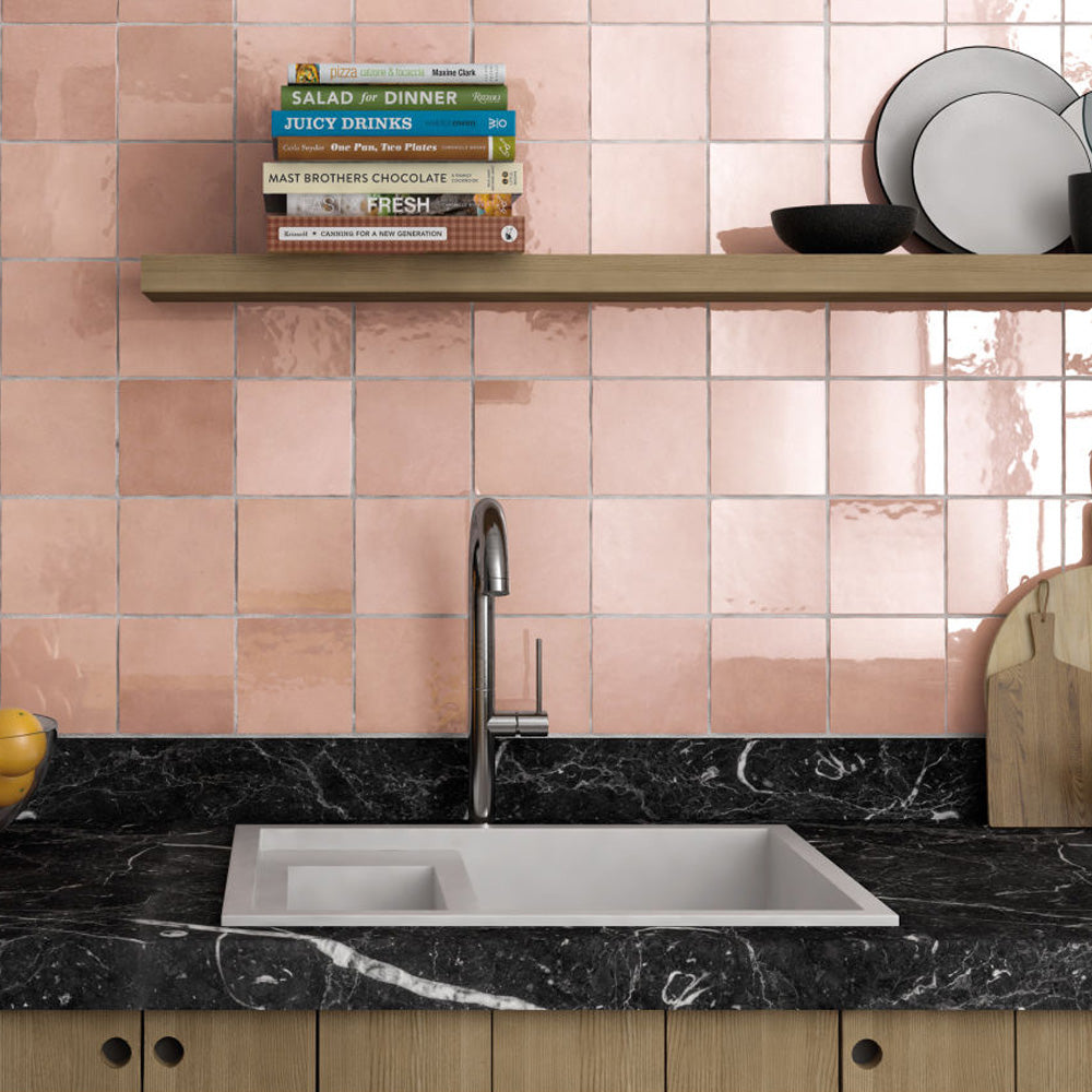 Cloe Glazed Ceramic Field Tile 5X5 Pink Gloss