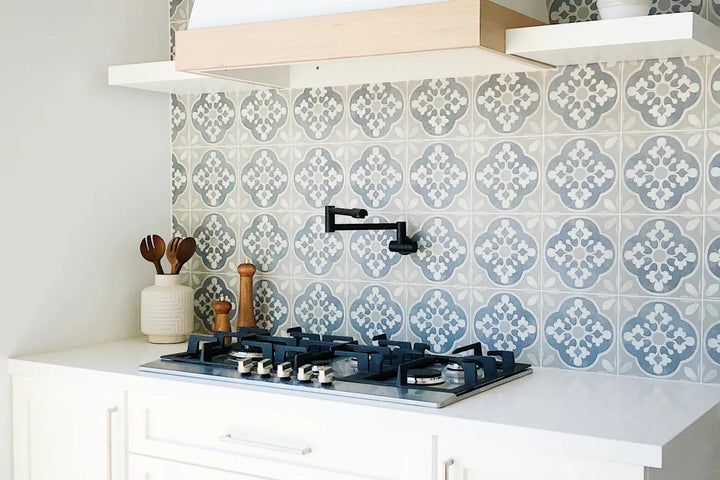 A charming interior featuring Enchante Charm 8X8 Matte Glazed Color Body Porcelain, perfect for adding vintage elegance with a modern twist.