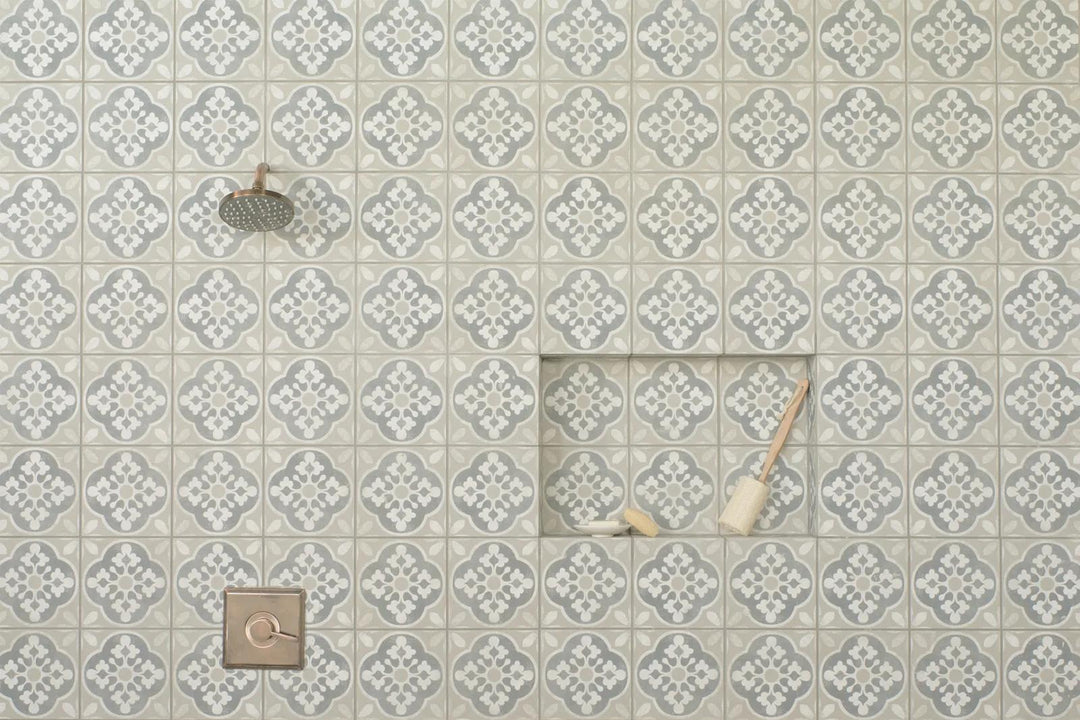 Elegant room with Enchante Charm 8x8 matte glazed porcelain tiles, adding warmth and timeless style.