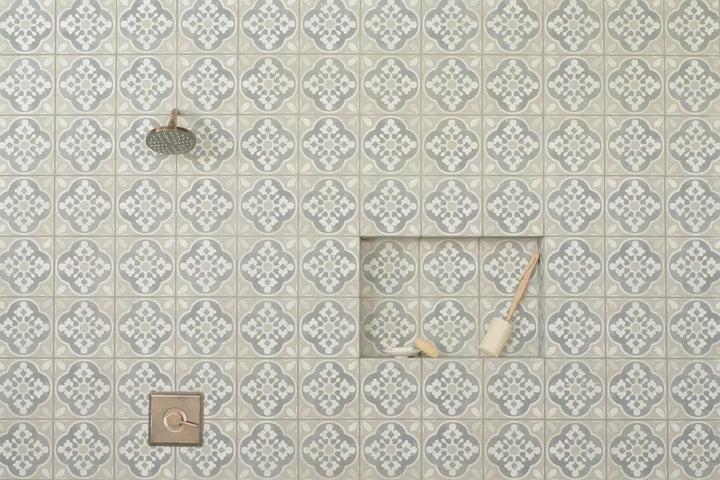 Elegant room with Enchante Charm 8x8 matte glazed porcelain tiles, adding warmth and timeless style.