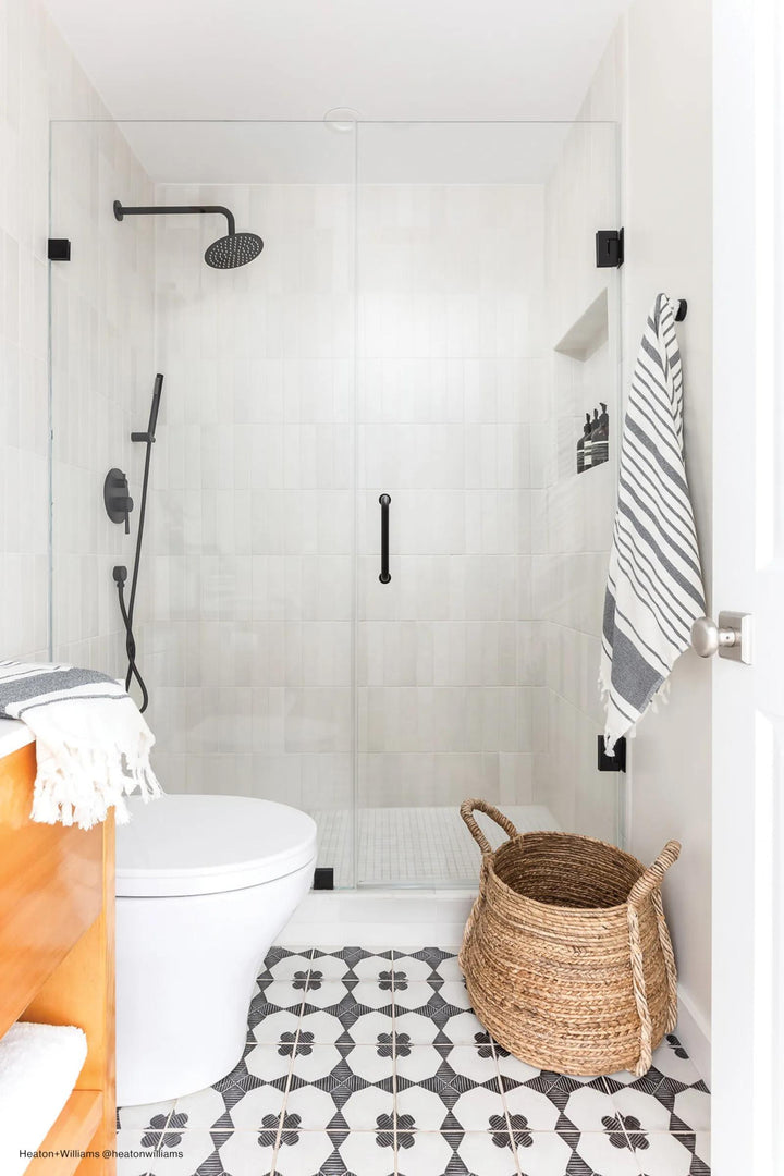 A stylish and contemporary space designed with Enchante Moderno 8X8 Matte Glazed Color Body Porcelain, blending sleek aesthetics with timeless charm.