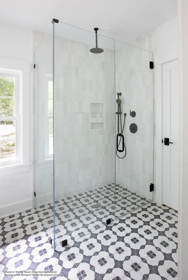 Modern space featuring Enchante Moderno 8x8 matte glazed porcelain tiles for a sleek, refined look.