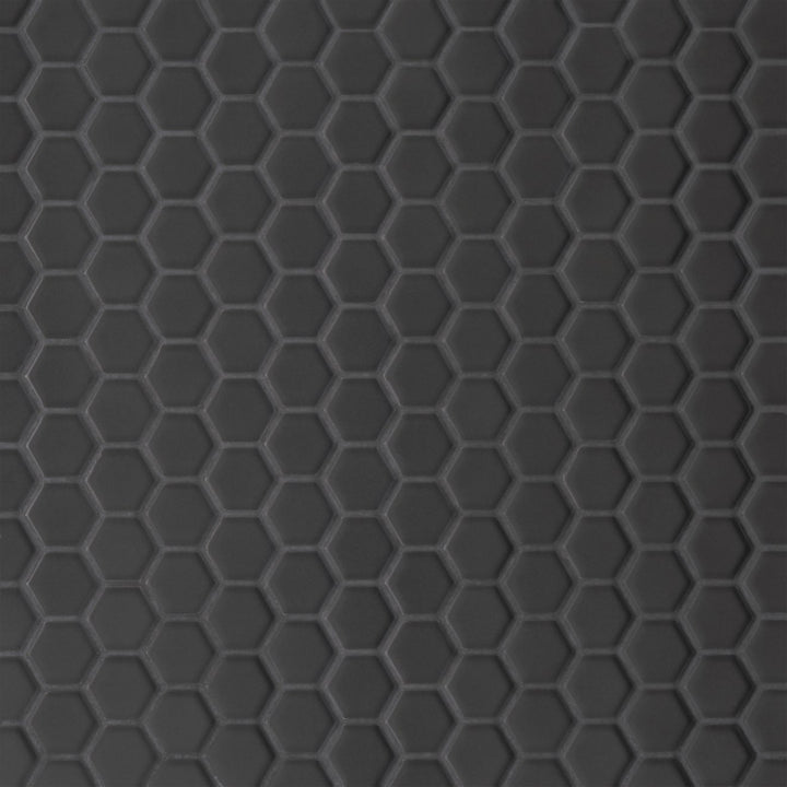 Le Café 1X1 Hexagon Glazed Porcelain Mosaic 10-1/4X11-3/4 Black Matte