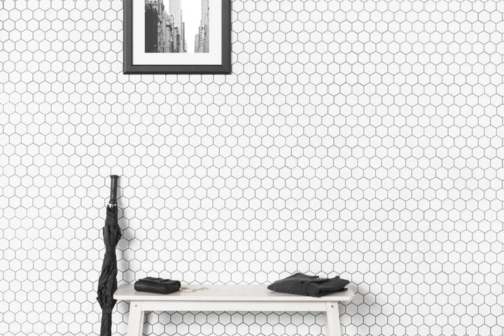 Le Café 2X2 Hexagon Glazed Porcelain Mosaic 11X12-3/4 White Matte