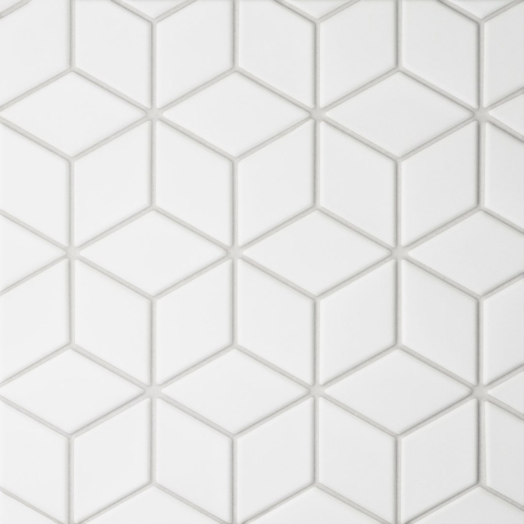 Le Café Diamond Glazed Porcelain Mosaic 10-9/16X12-3/16 White Matte