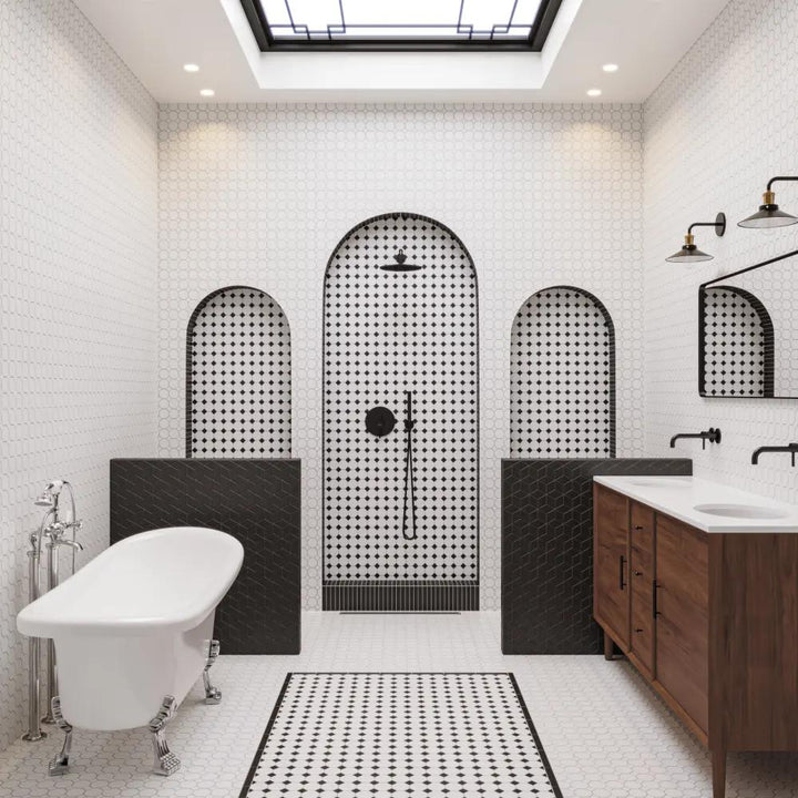 Le Café Diamond Glazed Porcelain Mosaic 10-9/16X12-3/16 Black Gloss