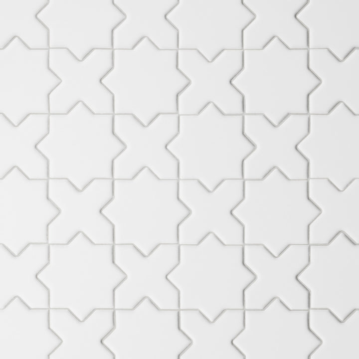 Le Café Cross & Star Glazed Porcelain Mosaic 12X12 White Matte