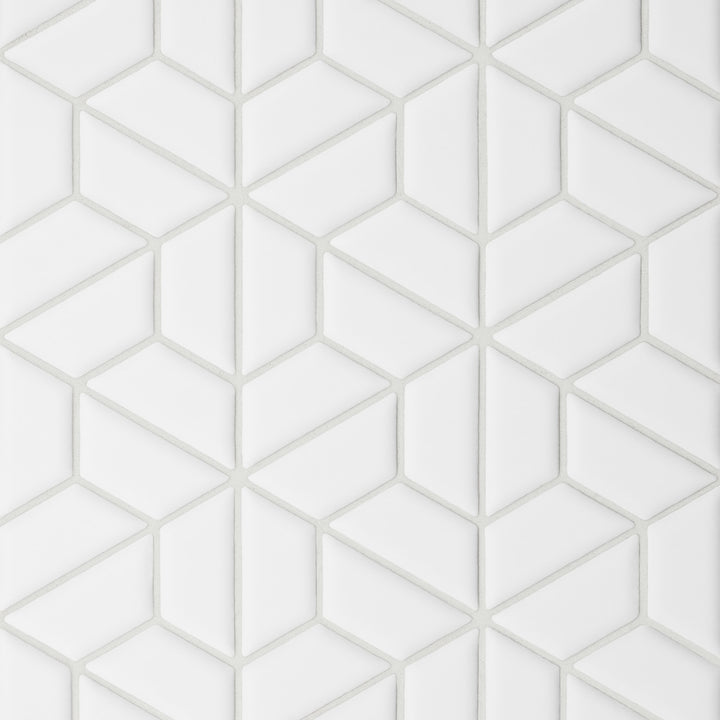 Le Café Half Hexagon Glazed Porcelain Mosaic 11X12-3/4 White Matte