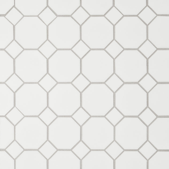 Le Café Octagon Glazed Porcelain Mosaic 11-5/8X11-5/8 White Matte