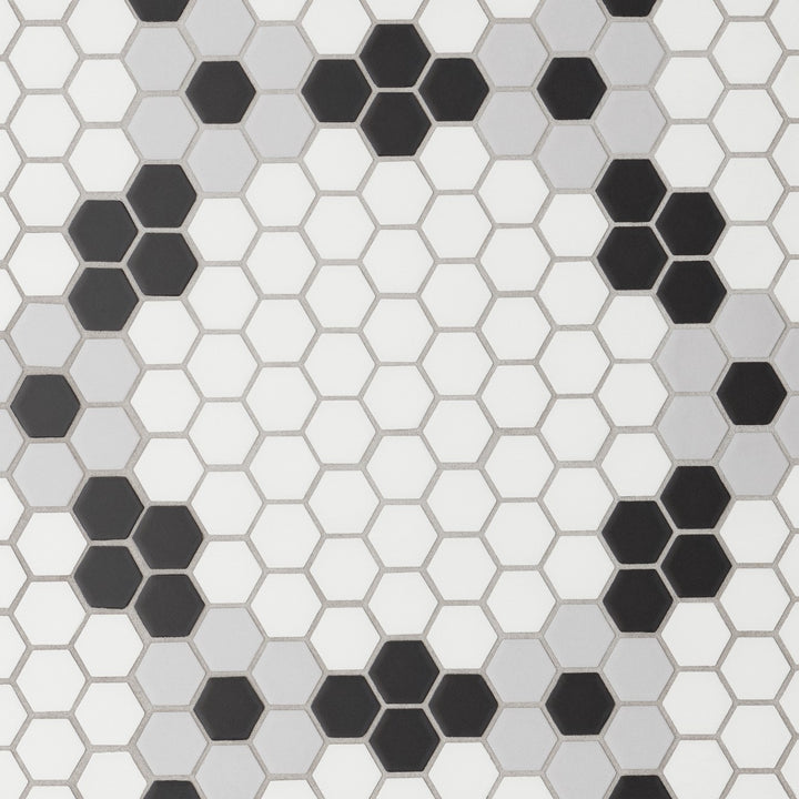 Le Café 1X1 Glazed Porcelain Mosaic 8-3/4X15-1/4 Deco Design 5 Matte