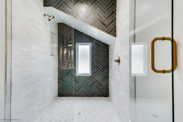 A nature-inspired ambiance with Makoto Midori Green 2.5X10 Matte Ceramic, reflecting lush greenery for a calming and rejuvenating atmosphere.