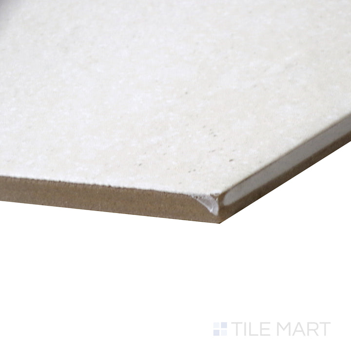 Corner shot of Makoto Shoji White 10" hex matte porcelain tile, featuring its crisp white tone, geometric hexagonal layout, and seamless corner intersection.